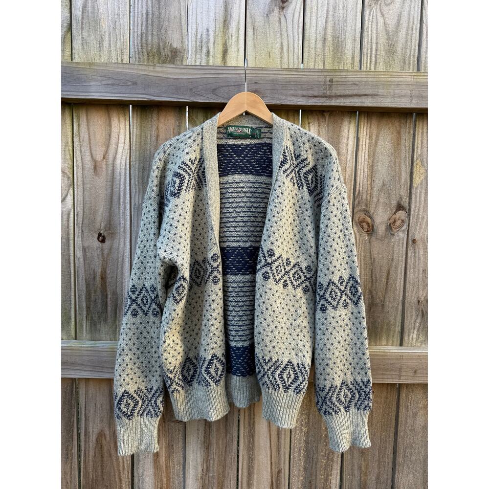Vintage Wool American Eagle Patterned Cardigan - image 2